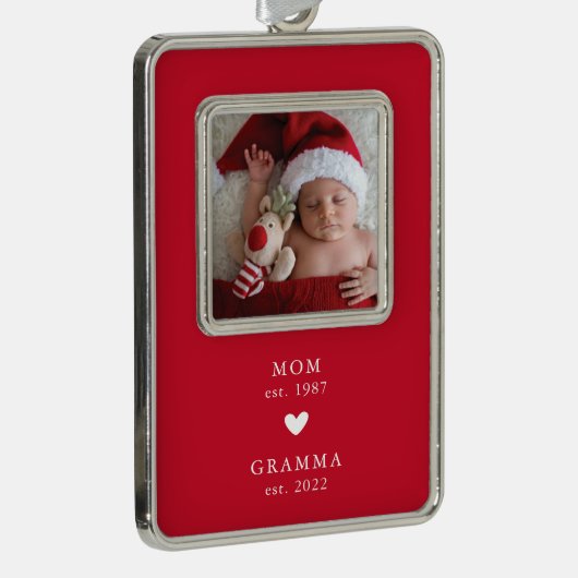 ママ | Gramma Year Est写真クリスマスオーナメント シルバープレートフレームオーナメント (右)