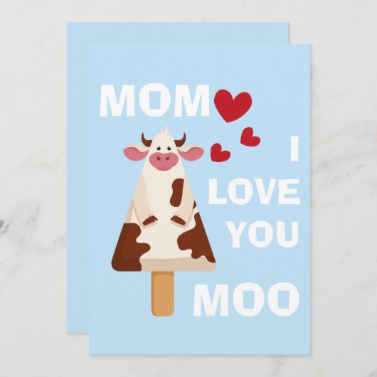 ママ I Love you Moo 母の日 誕生日 お母さん シーズンカード (正面/裏面)