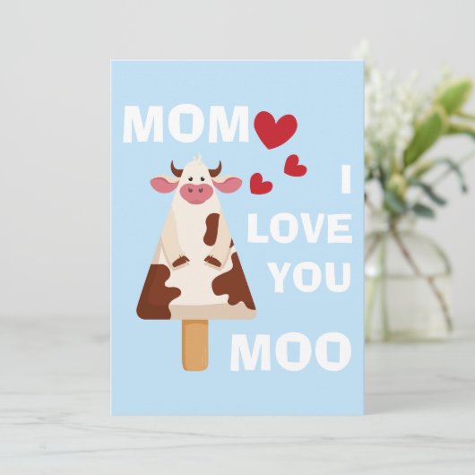 ママ I Love you Moo 母の日 誕生日 ママ シーズンカード (スタンド正面)