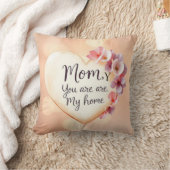 "ママ、yあなたは私の家"水色フローラハートTh クッション (ブランケット)