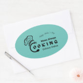 ママalways料理おいしい料理デザイン 楕円形シール (封筒)