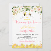 ママtoビーピンク金ゴールドフローラ赤ちゃんシャワー 招待状 (正面)