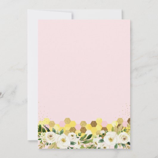 ママtoビーピンク金ゴールドフローラ赤ちゃんシャワー 招待状 (裏面)