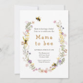 ママtoビー山花蜜蜂ママ赤ちゃんシャワー 招待状 (正面)