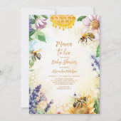 ママtoビー山花蜜蜂ママ赤ちゃんシャワー 招待状 (正面)