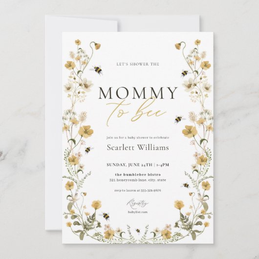 ママtoビー赤ちゃんシャワー招待状蜂蜜の花 招待状 (正面)