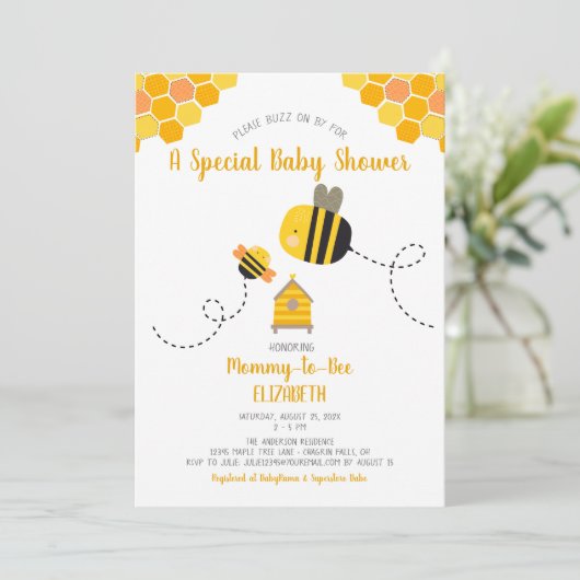 ママtoビー赤ちゃんシャワー男女兼用かわいい甘い 招待状 (スタンド正面)