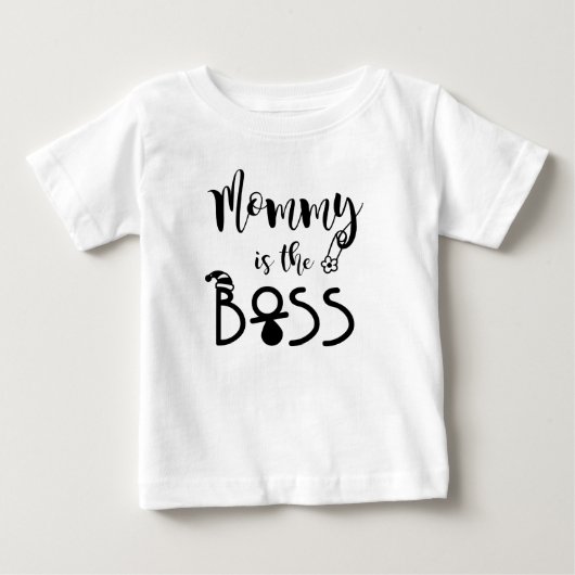 マミーがボス 面白い ベビーTシャツ (正面)