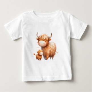 マミーと私 - ハイランドカウ ベビーTシャツ