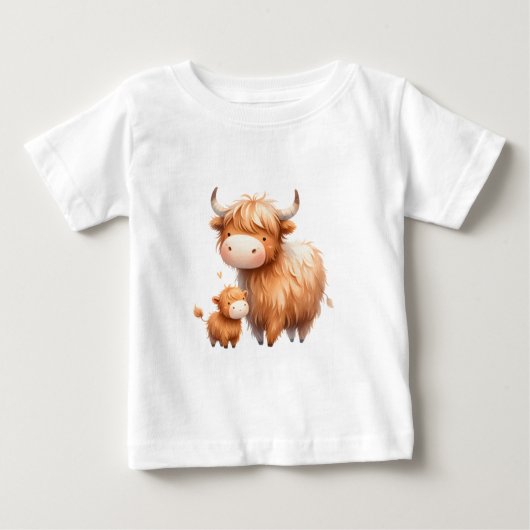マミーと私 - ハイランドカウ ベビーTシャツ (正面)