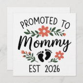 マミーに昇格2026 面白い初めての妊娠 招待状 (正面/裏面)