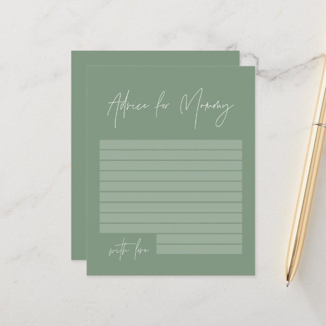 マミーのセージ緑のための赤ちゃんモダンシャワーアドバイス (正面/裏面インサイチュ)