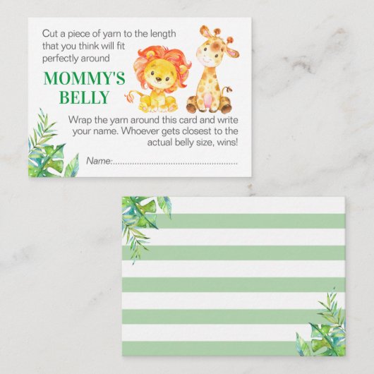 マミーのベリーゲームカードサファリベイビーシャワーを推測 エンクロージャーカード (正面/裏面)