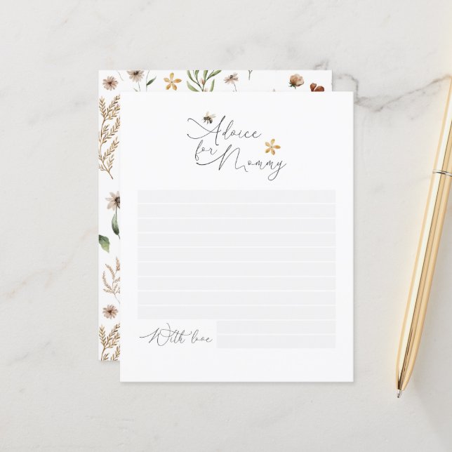 マミーの蜂の野花のための赤ちゃんモダンシャワーアドバイス (正面/裏面インサイチュ)