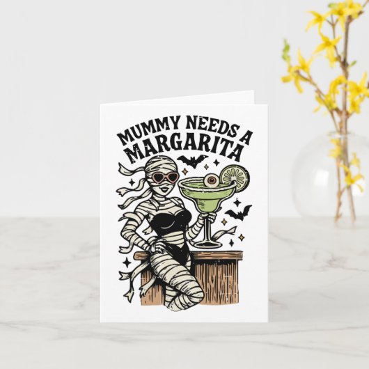 マミーはマルガリータが必要 サマー ガーリー サマーウィーン ハロウィン カード (黄色い花)