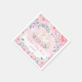 マミーアンドベビースワンプリンセス | ピンク紫色の花 スタンダードカクテルナプキン (角)