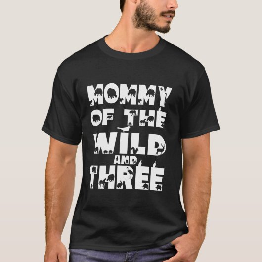 マミーオブザワイルドアンドスリーサファリ誕生日ジャングル Tシャツ (正面)
