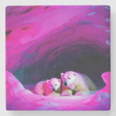 マミーポーラークマとカッブ | ストーンコースター (正面)