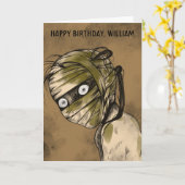 マミーモンスターゾンビカスタム誕生日 カード (黄色い花)