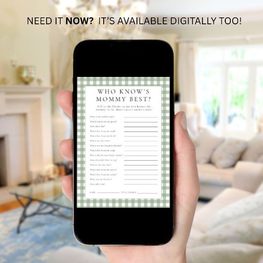 マミー赤ちゃんシャワー最高のゲームカードを知るギンガム 招待状