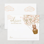 マミー テディベア 赤ちゃんシャワーのアドバイス カード (正面/裏面)