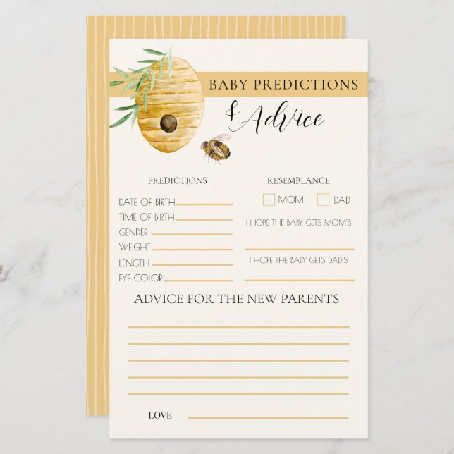 マミー トゥ ビー イエロー ベイビー シャワー 予測ゲーム (正面/裏面)