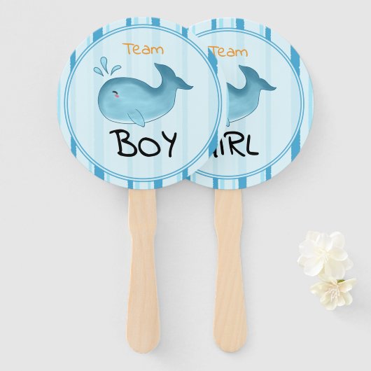 マミー トゥ ビー キュート クジラ ベイビー シャワー 性別 発表 ハンドファン (正面&裏面)