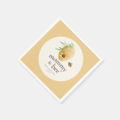 マミー・トゥ・ビー ストライプド・イエロー ハニー・ビー ベイビー・シャワー スタンダードカクテルナプキン (角)