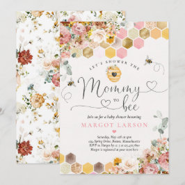 マミー・トゥ・ビー・スプリング・ボホ・ワイルドフラワー・ベイビーシャワー 招待状