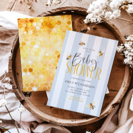 マミー・トゥ・ビー ハニー ブルー ベイビー シャワー 招待状