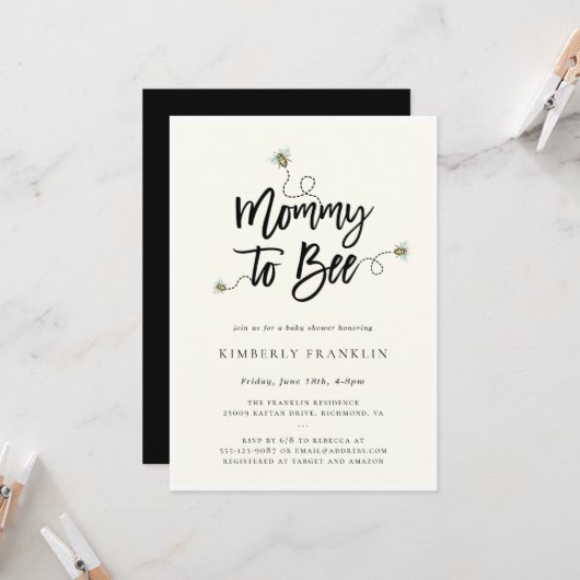 マミー・トゥ・ビー・ベイビーシャワー 招待状 (正面/裏面インサイチュ)