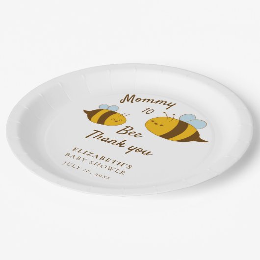 マミー・トゥ・ビー ベイビーシャワー 現代的 かわいい キュート シンプル ペーパープレート (アングル)