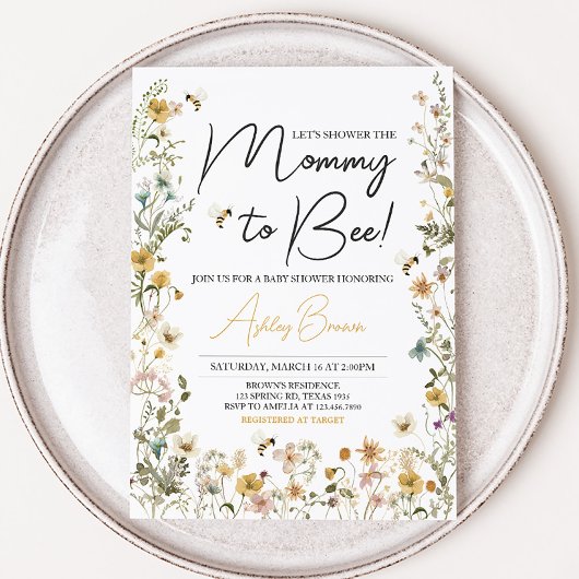 マミー・トゥ・ビー ワイルドフラワー ベイビー シャワー 招待状