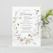 マミー・トゥ・ビー 水彩花 赤ちゃん歓迎会 招待状 (スタンド正面)
