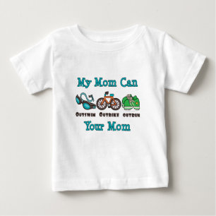 マムアウトスイムアウトバイクアウトトゥルントライアスロン乳児ティー ベビーTシャツ