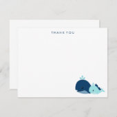 マムアンドブルーベビークジラサンキューカード ノートカード (正面/裏面)