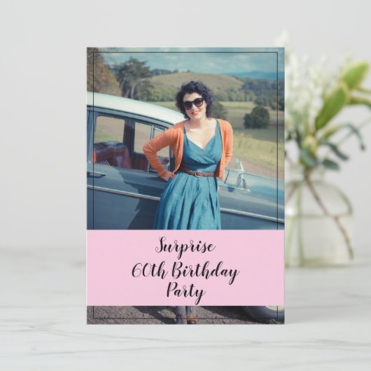 マムウォーターカラーフローラサプライズフォト60th誕生日 招待状 (スタンド正面)