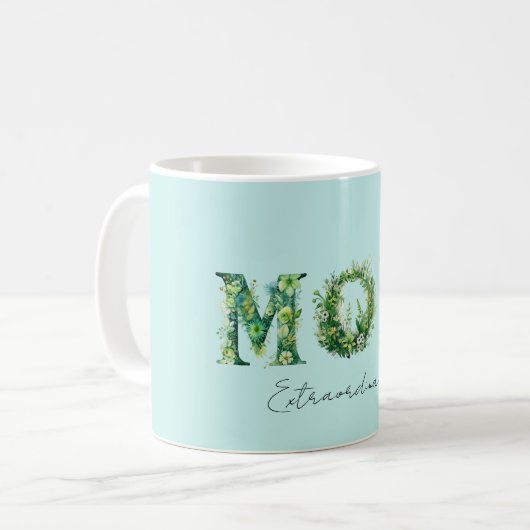 マムエクストラナディールフローラタイポグラフィ コーヒーマグカップ (正面左)