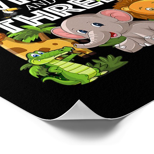 マムオブザワイルドスリーズビーズサファリジャングル誕生日 ポスター (角)