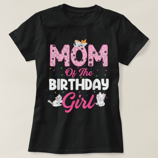 マムオブザ誕生日ガールシャツ猫好き子猫キット Tシャツ (デザイン正面)