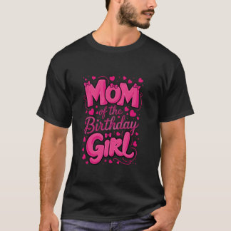 マムオブザ誕生日ガールピンクコケットボウパーティーF Tシャツ