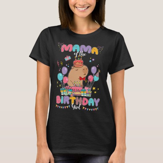 マムオブザ誕生日ガールCapybara Kids Matching Fa Tシャツ (正面)