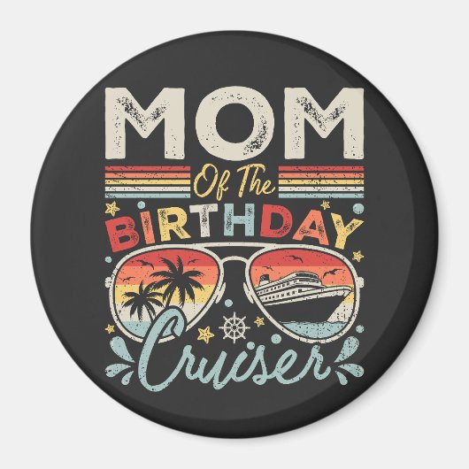 マムオブザ誕生日クルーザーバケーションサークル マグネット (正面)
