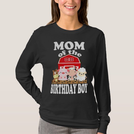 マムオブザ誕生日ボーイ農業動物Bデイパート Tシャツ (正面)