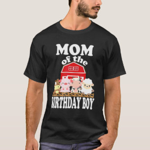 マムオブザ誕生日ボーイ農業動物Bデイパート Tシャツ