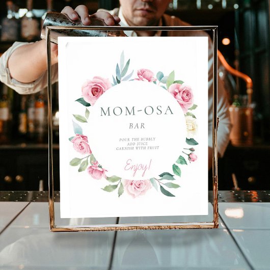 マムオーサ春の花ピンクガールベビーシャワー ポスター