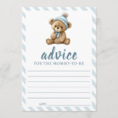 マムカード用のブルーテディベア赤ちゃんシャワーアドバイス アドバイスカード (正面)