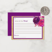 マムカード用パープルボホベビーシャワーアドバイス ノートカード (正面/裏面インサイチュ)