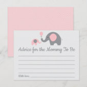 マムカード用ピンクエレファントベビージャーシャワーアドバイス ポストカード (正面/裏面)