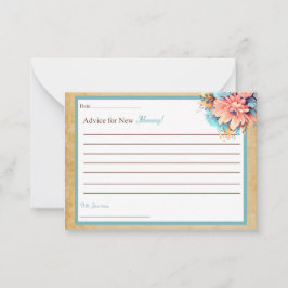 マムカード用ボホブルーベアーベビーシャワーアドバイス ノートカード